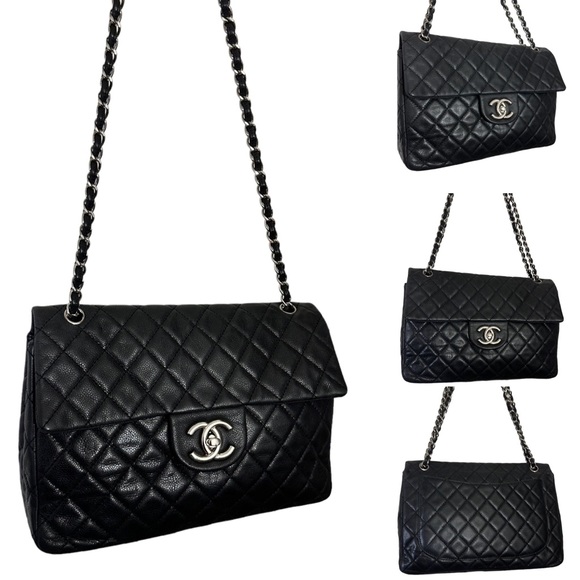 💎✨BEAUTIFUL✨💎 Chanel Quilted CC Caviar Leather Black Chain Shoulder … - Picture 14 of 17